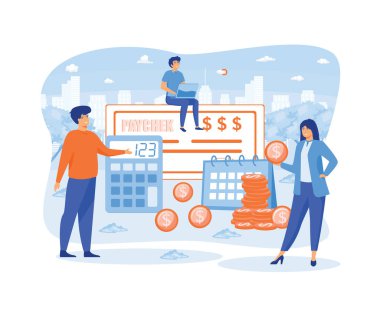 Maaş ve maaş konsepti. Personel vektörü, maaş ve maaş takvimi. düz vektör modern illüstrasyon