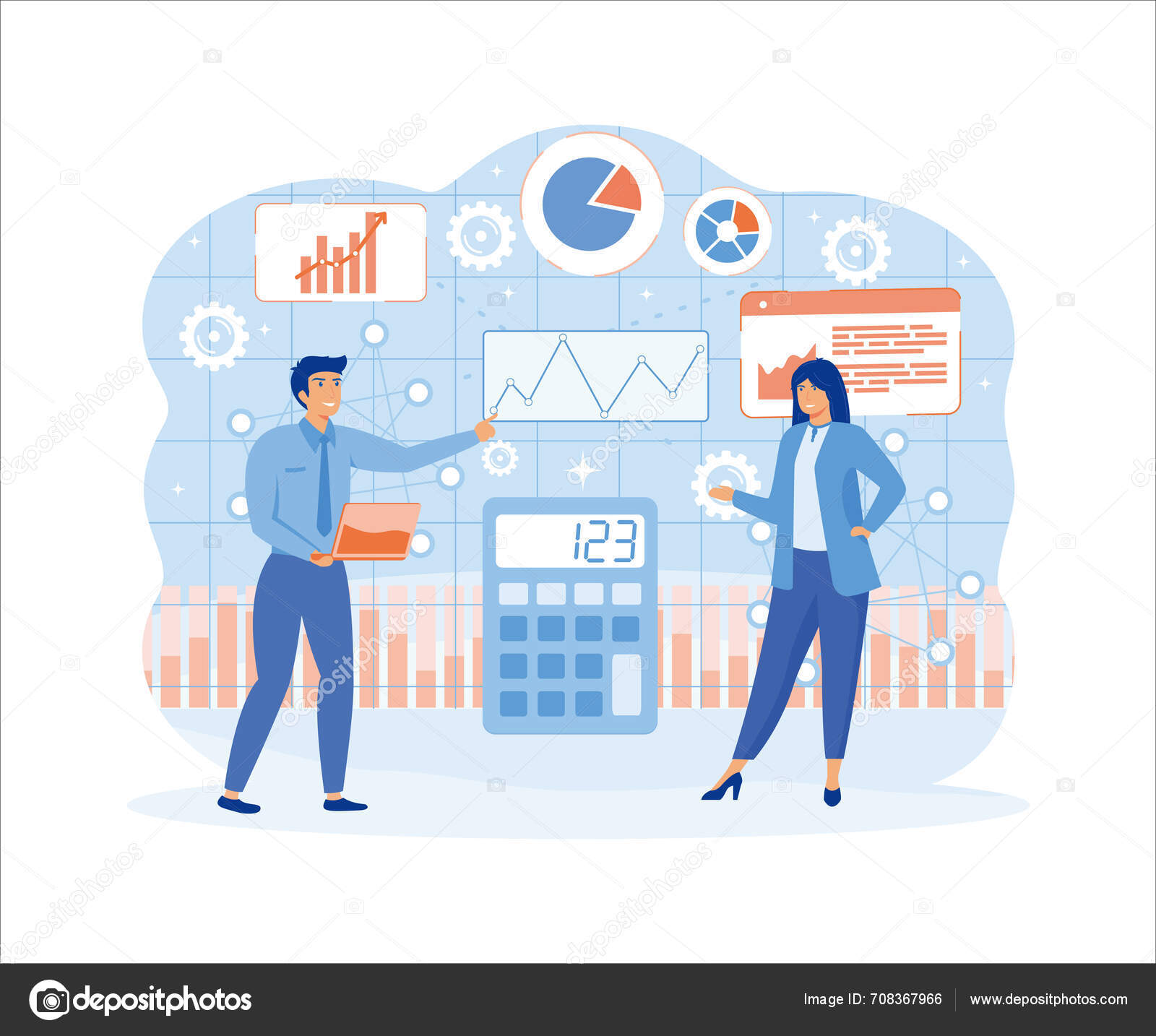 Data Processing Visualization People Creating Chart Analyze Statistics ...