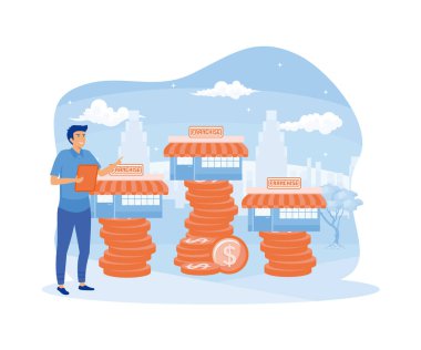 Bayrak bayrağı. Küçük işletme, şirket, dükkan, perakende veya servis ağı. düz vektör modern illüstrasyon