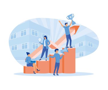 İş geliştirme planı, takım çalışması gelir, büyüme ve başarının artmasına yardımcı olur, iş başarısı konsepti için takım stratejisi. düz vektör modern illüstrasyon