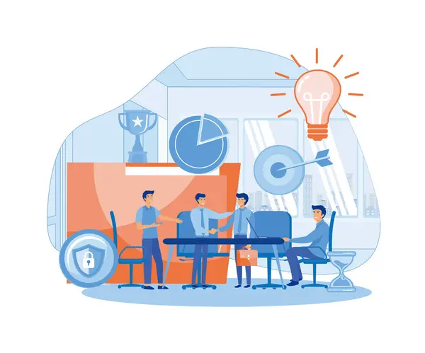 Business Meeting concept. Business workflow, time management, planning, task app, teamwork, meeting. flat vector modern illustration