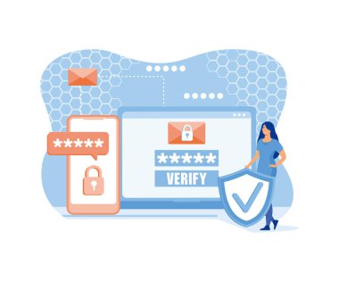 Akıllı telefon ekranındaki mobil uygulamanın dijital ödeme işlemleri için OTP Bir seferlik güvenli işlem şifresi. düz vektör modern illüstrasyon