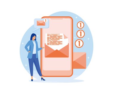 E-posta servisi, e-posta pazarlama konsepti. düz vektör modern illüstrasyon