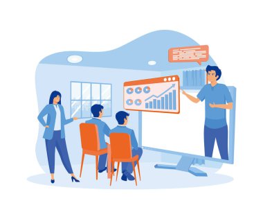 Business training landing page. Online webinar with business coach banner. Professional workshop concept great for social media promotional materials. flat vector modern illustration