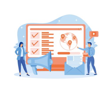 Çevrimiçi hizmet veya platform olumlu halkla ilişkiler. Başarılı marka reklamları, marka itibarının korunması. düz vektör modern illüstrasyon