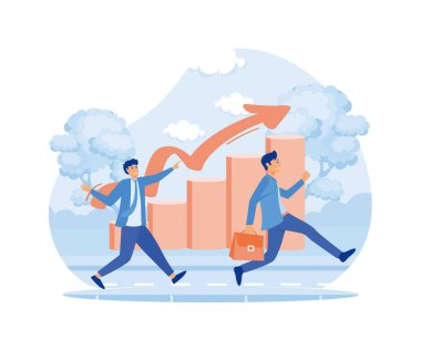 İş adamı hedef grafiğinde iş konusunda rekabetçidir. düz vektör modern illüstrasyon