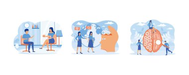 Child psychologist flat concept. Psychology without borders. Human brain and Psychology. Set flat vector modern illustration