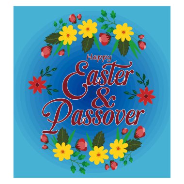 Hamursuz Bayramı ve Hamursuz Bayramın kutlu olsun. Yumurtalı, çiçekli ve yapraklı el yazısı. Paskalya dekorasyonu için tipografi. düz vektör modern illüstrasyon