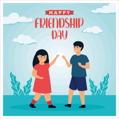 Mutlu Dostluk Günü Sosyal Medya Posta Şablonu. düz vektör modern illüstrasyon