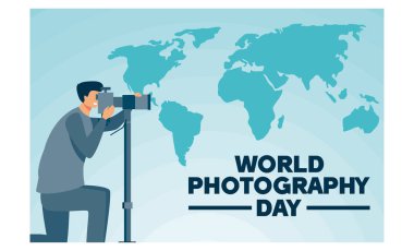 Dünya fotoğraf günü vektör kavramı. düz vektör modern illüstrasyon
