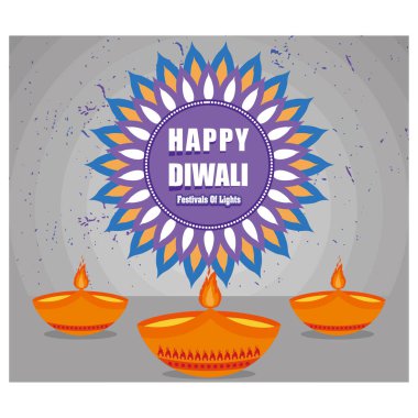 Mutlu Diwali selamları. Düz vektör modern resimleme