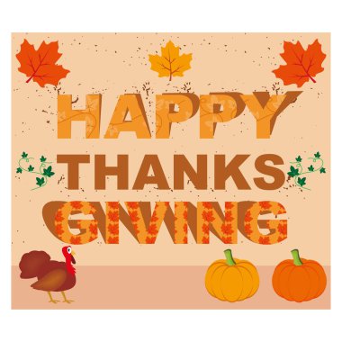 Dekoratif harflerle Şükran Gününüz kutlu olsun. Düz vektör modern resimleme