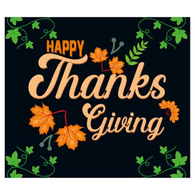 Şükran Günü tipografiniz kutlu olsun. Düz vektör modern resimleme