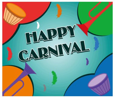 Mutlu Karnaval, Brezilya, Güney Amerika Karnavalı samba dansçıları ve müzisyenlerle. Düz vektör modern resimleme