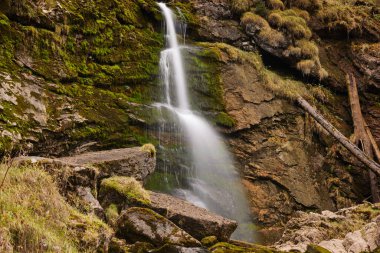 Water going down mountain in Switzerland nature