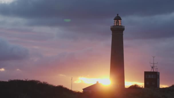 Sun Going Lighthouse Denmark — Video Stock