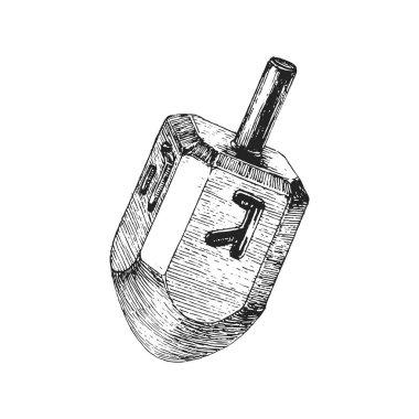 Dreidel, el çizimi vektör, Hanuka sembolü arkaplan