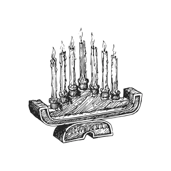 Kwanzaa Vektorhintergrund Handgezeichnete Illustration Des Kerzenhalters Kinara — Stockvektor