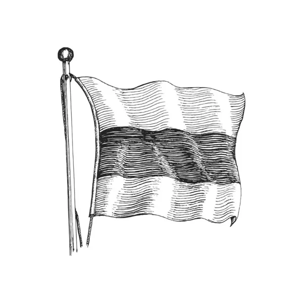 Триколор Флаг Рисунок Стиле Гравировки Векторный Фон Кванзы — стоковый вектор