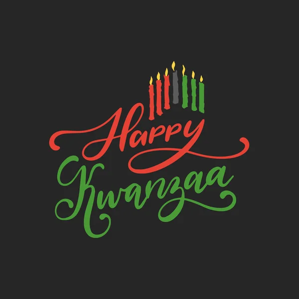 Happy Kwanzaa Lettrage Main Fond Vectoriel Vacances Modèle Affiche Avec — Image vectorielle
