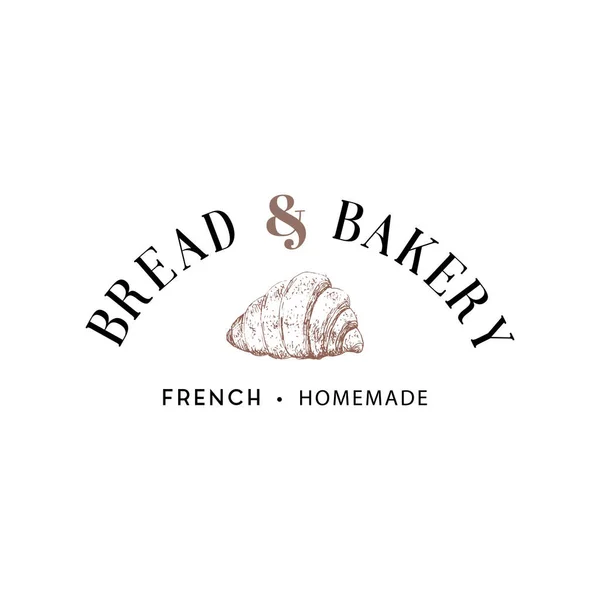 Logotipo Pão Padaria Com Croissant Ilustração Vetor Cartaz Tipográfico Bakehouse — Vetor de Stock