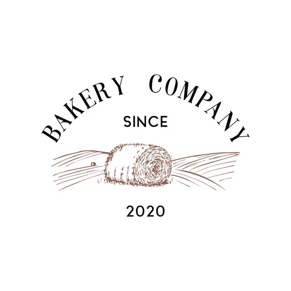 Bakery Company Logo Con Ilustración Pacas Heno Vector Póster Tipográfico — Vector de stock