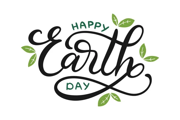 Happy Earth Day Hand Lettering Vector Illustration Earth Day Poster — Stock Vector
