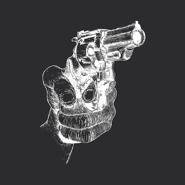 Pistola Revolver Mano Schizzo Vettore Illustrazione Disegnata Mano Stile Incisione Grafiche Vettoriali