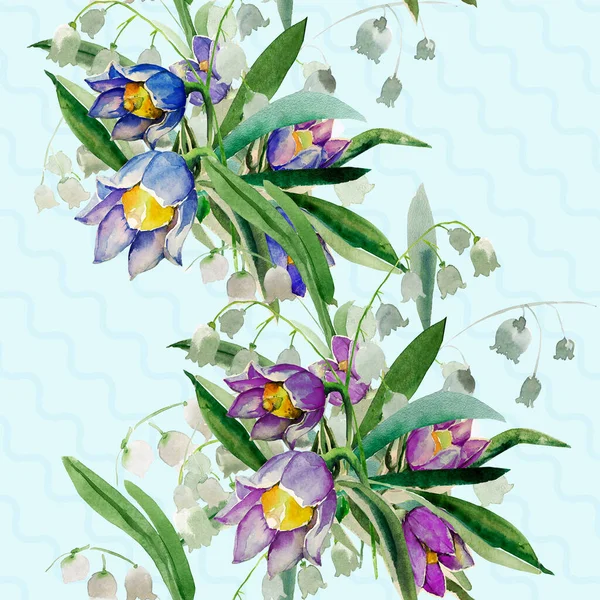 꽃다발 Snowdrops Watercolor Image White Color Background — 스톡 사진
