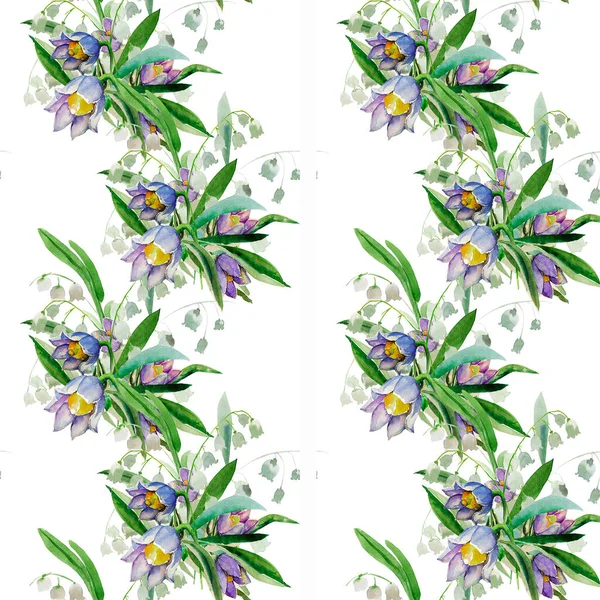 Blumenstrauß Frühling Flowers Snowdrops Watercolor Image Auf Weißem Hintergrund — Stockfoto