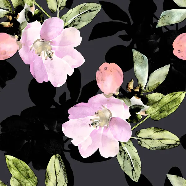 Jestem Sakura Płynny Wzór Kwiaty Akwarela Ilustracja — Zdjęcie stockowe