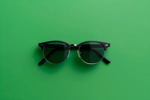 Par Gafas Sol Negras Sobre Fondo Verde —  Fotos de Stock