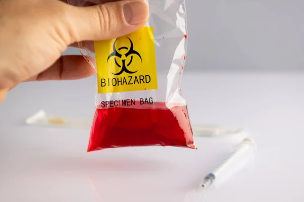 stock image Biohazard specimen plastic bag on a white background