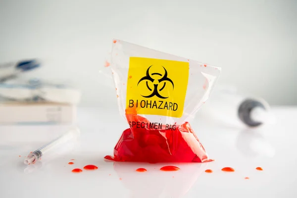 stock image Biohazard specimen plastic bag on a white background