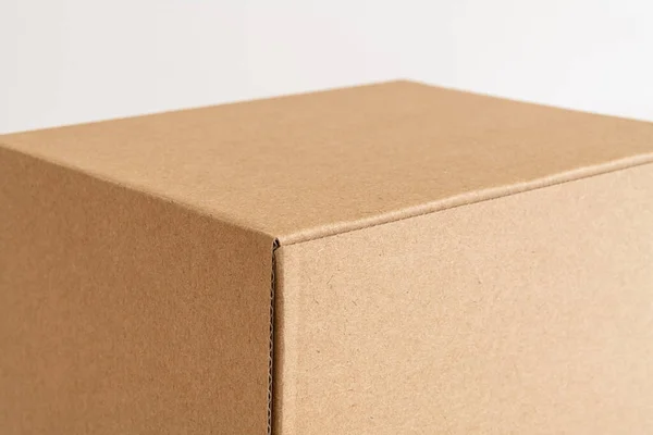 Close Cardboard Box Isolated White Background — Stock Photo, Image