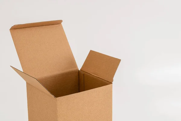 Empty Cardboard Box Isolated White Background — Stock Photo, Image
