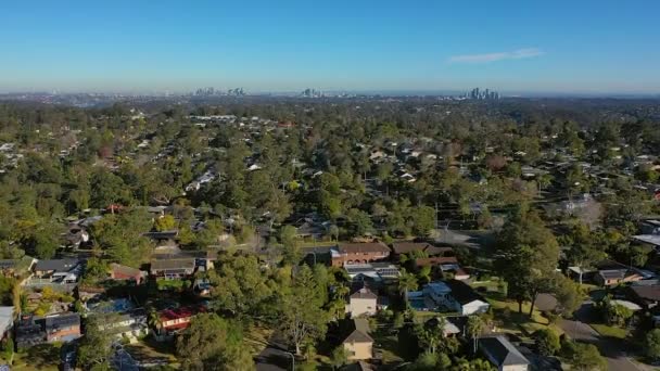 Panoramic Drone Aerial View Suburban Houses Streets Northern Beaches Area — Stock Video