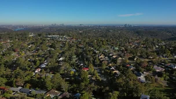 Vista Aérea Panorâmica Drones Casas Ruas Suburbanas Área Northern Beaches — Vídeo de Stock