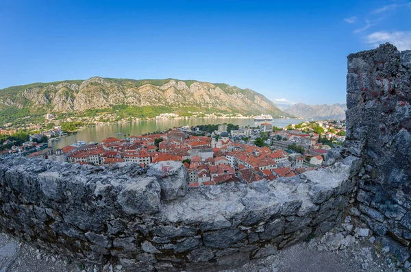 Panoramisch Uitzicht Oude Binnenstad Van Kotor Baai Van Kotor Montenegro — Stockfoto