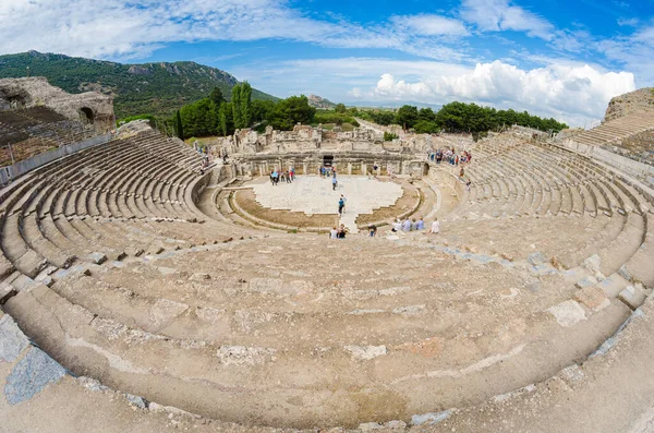 Ruins Ephesus Ancient Greek Amphitheater Located Ephesus Turkey Central Aegean — Stock Photo, Image