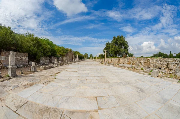 Ruins Ancient Arcadian Street Way Road Located Ephesus Turkey Central — Stock Photo, Image