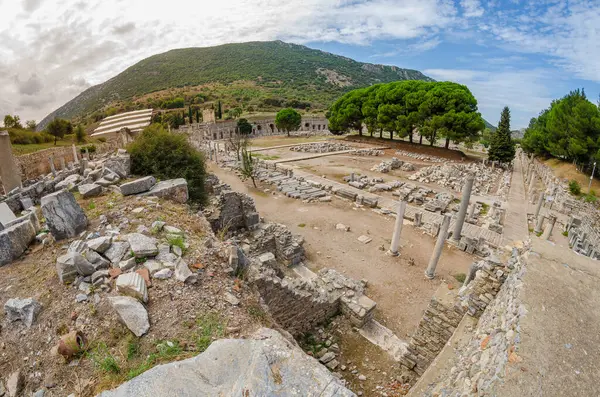 Ruins Ancient Greek Agora Located Ephesus Turkey Central Aegean Region — Stock Photo, Image