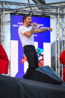 Sydney, Avustralya - 13 Ekim 2018: Liam Payne, Royal Randwick Hipodromu 'nda 13 Ekim 2018 tarihinde TAB Everest Yarış Günü' nde sahne aldı..