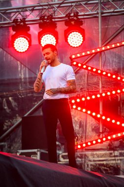 Sydney, Avustralya - 13 Ekim 2018: Liam Payne, Royal Randwick Hipodromu 'nda 13 Ekim 2018 tarihinde TAB Everest Yarış Günü' nde sahne aldı..