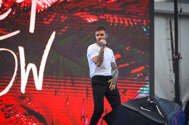 Sydney, Avustralya - 13 Ekim 2018: Liam Payne, Royal Randwick Hipodromu 'nda 13 Ekim 2018 tarihinde TAB Everest Yarış Günü' nde sahne aldı..