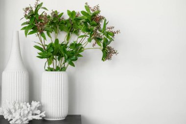 Ev dekorasyonu, modern oturma odasının içi. Şık ev, apartman dekorasyonu..