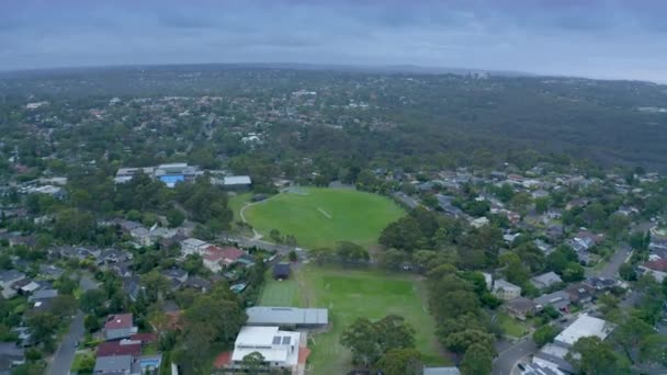 Sydney Num Dia Nublado Vista Aérea Panorâmica Drone Sobre Subúrbios — Vídeo de Stock