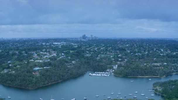 Sydney Día Nublado Vista Aérea Panorámica Del Dron Sobre Los — Vídeos de Stock