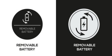 Silinebilen pil simgesi, vektör işareti.