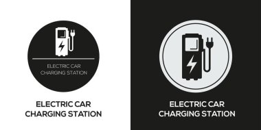 Elektrikli Araç Yükleme Sabit Simgesi, Vektör işareti.